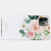 Blush Pink Aquarellblume mit Ihrem Namen Case-Mate iPhone Hülle (Rückseite (Horizontal))