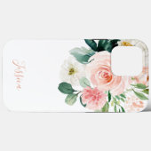 Blush Pink Aquarellblume mit Ihrem Namen Case-Mate iPhone Hülle (Rückseite (Horizontal))