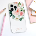 Blush Pink Aquarellblume mit Ihrem Namen Case-Mate iPhone Hülle<br><div class="desc">Dieses wunderschöne feminine Aquarell-Blumendesign mit Rosen in Rosa und Weiß mit anderen gemischten Blume und dem anschließenden Grün. Eine Textvorlage wird zur Personalisierung mit Ihrem Namen, Monogramm oder anderen gewünschten Text hinzugefügt. Wenn Sie den Beispieltext vollständig entfernen möchten, wählen Sie "Personalisieren Sie diese Vorlage" und löschen Sie den Beispieltext, der...</div>