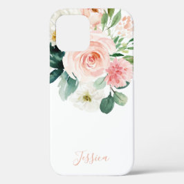 Blush Pink Aquarellblume mit Ihrem Namen Case-Mate iPhone Hülle
