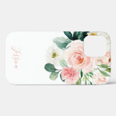 Blush Pink Aquarellblume mit Ihrem Namen Case-Mate iPhone Hülle (Rückseite (Horizontal))