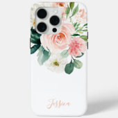 Blush Pink Aquarellblume mit Ihrem Namen Case-Mate iPhone Hülle (Rückseite)