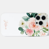 Blush Pink Aquarellblume mit Ihrem Namen Case-Mate iPhone Hülle (Rückseite (Horizontal))