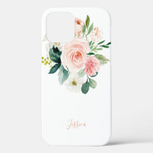 Blush Pink Aquarellblume mit Ihrem Namen