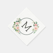 Blush Pink Aquarellblutmonogramm Serviette (Ecke)