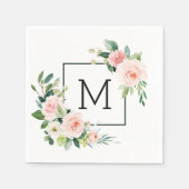 Blush Pink Aquarellblutmonogramm Serviette (Vorderseite)