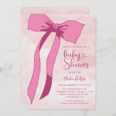 Blush Pink Aquarellbow Babydusche Einladung (Vorne/Hinten)