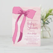 Blush Pink Aquarellbow Babydusche Einladung (Stehend Vorderseite)
