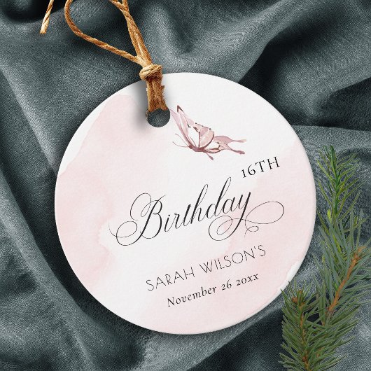 Blush Pink Aquarellbutterfly jedes Alter Geburtsta Geschenkanhänger