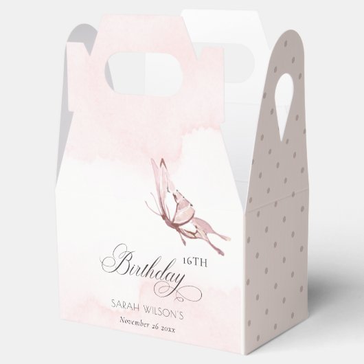 Blush Pink Aquarellbutterfly jedes Alter Geburtsta Geschenkschachtel (Geöffnet)