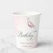 Blush Pink Aquarellbutterfly jedes Alter Geburtsta Pappbecher (Rückseite)