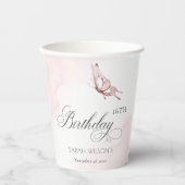 Blush Pink Aquarellbutterfly jedes Alter Geburtsta Pappbecher (Vorderseite)