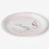 Blush Pink Aquarellbutterfly jedes Alter Geburtsta Pappteller (Schrägansicht)