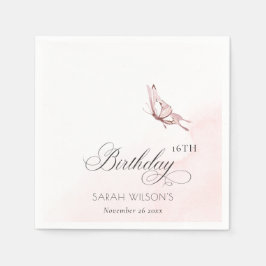 Blush Pink Aquarellbutterfly jedes Alter Geburtsta Serviette