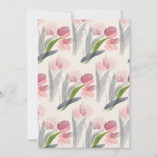 Blush Pink Aquarellfarben Blume Tulips 90. Geburts Einladung (Rückseite)
