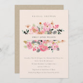 Blush Pink Aquarellfarben Brautparty Einladung (Vorne/Hinten)