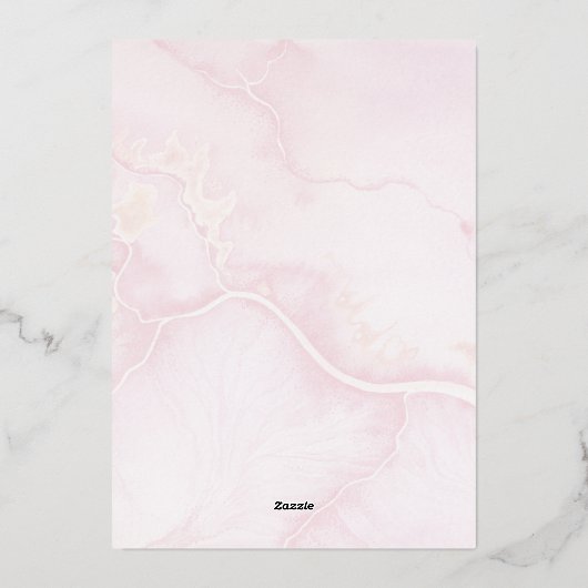 Blush Pink Aquarellfarben Erste Heilige Kommune Folieneinladung (Rückseite)