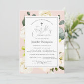 Blush Pink Aquarellfarben Erste Kommune Einladung (Stehend Vorderseite)