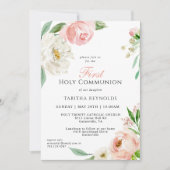 Blush Pink Aquarellfarben Erste Kommune Einladung (Vorderseite)