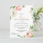 Blush Pink Aquarellfarben Erste Kommune Einladung (Stehend Vorderseite)