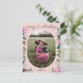 Blush Pink Aquarellfarben Foto Weihnachten Postkar (Stehend Vorderseite)