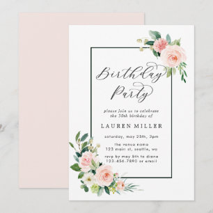 Blush Pink Aquarellfarben Geburtstagsparty Einladung