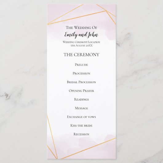 Blush Pink Aquarellfarben Geometrische Linien Hoch Programm (Vorderseite)