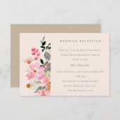 Blush Pink Aquarellfarben Hochzeitsempfang Begleitkarte (Vorne/Hinten)