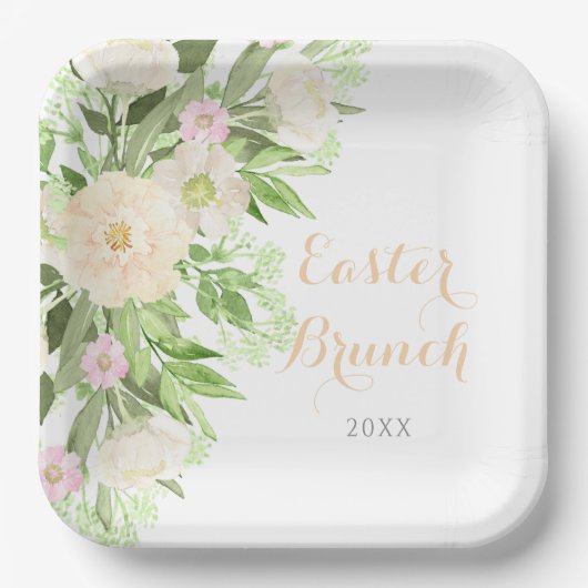 Blush Pink Aquarellfarben Ostern Brunch Pappteller (Vorderseite)