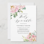 Blush Pink Aquarellfarben Rose Bloral Baby Sprinkl Einladung (Vorderseite)