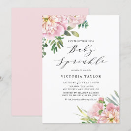 Blush Pink Aquarellfarben Rose Bloral Baby Sprinkl Einladung