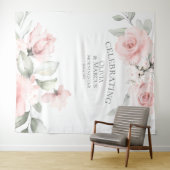 Blush Pink Aquarellfarben Rose Hochzeitsprop Wandteppich (Beispiel (Horizontal))