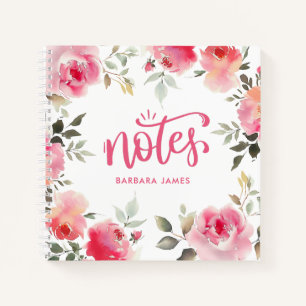Blush Pink Aquarellfarben Rose Peonys Personalisie Notizblock