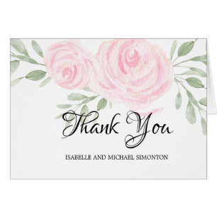 Blush Pink Aquarellfarben Rose Personalisiert Dank
