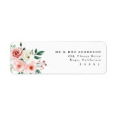 Blush Pink Aquarellfarben Rücksendeadresse (Vorne)