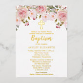 Blush Pink Aquarelltaufe Folieneinladung (Vorderseite)