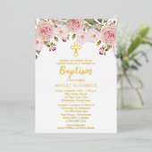 Blush Pink Aquarelltaufe Folieneinladung (Stehend vorne)