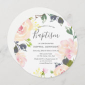 Blush Pink Aquarelltaufe Taufe der Blumen Christen Einladung (Vorne/Hinten)
