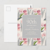 Blush Pink Aquarelltulpen Creme White 90. Postkarte (Vorne/Hinten)