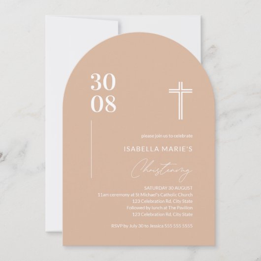 Blush Pink Arched Christening Einladung (Vorderseite)