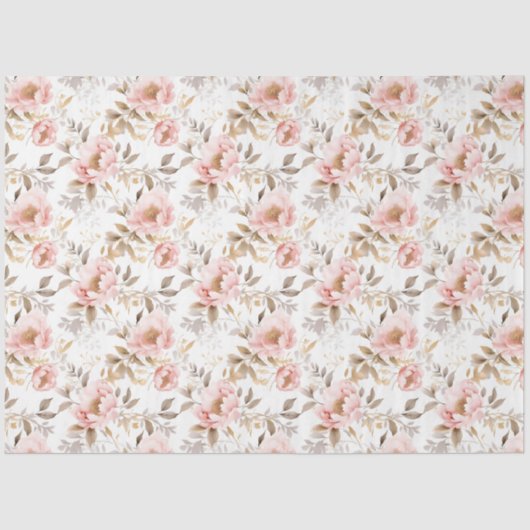 Blush Pink Asian Floral Rose Seidenpapier (Vorderseite)