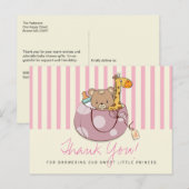 Blush Pink Baby Animals Baby Dusche Vielen Dank Postkarte (Vorne/Hinten)