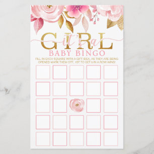 Blush Pink Baby Dusche Bingo Game Card