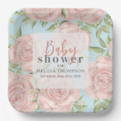 Blush Pink Baby Dusche Bloral Pappteller (Vorderseite)