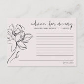 Blush Pink Baby Dusche Blume Ratschläge für Mutter Hinweiskarte (Vorderseite)