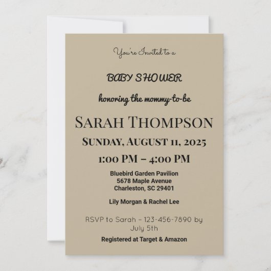 Blush Pink Baby Dusche Einladung für einen Jungen (Vorderseite)