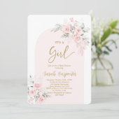 Blush Pink Baby Dusche Girl Einladung (Stehend Vorderseite)