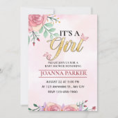 Blush Pink Baby Es ist ein Mädchen Dusche Wasserfa Einladung (Vorderseite)