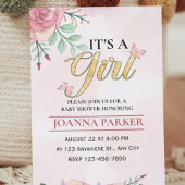 Blush Pink Baby Es ist ein Mädchen Dusche Wasserfa Einladung