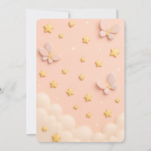 Blush Pink Baby Girl Dusche laden ein Einladung (Rückseite)